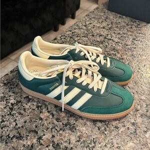 Adidas Samba Green and White Sneakers